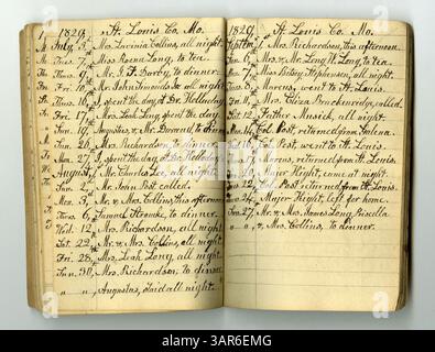 The Eliza G. Randolph Post Collection : volume 2 comprend des entrées de journal allant de 1820 à 1838. Eliza enregistre ses voyages en Floride, New York et Illinois, offrant un compte-rendu historique personnel de sa vie dans les années 1820 et 1830 Banque D'Images