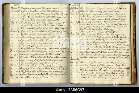 Ce volume de la Eliza G. Randolph Post Collection fournit un compte rendu personnel des expériences d’Eliza G. Randolph de 1848 à 1850, en se concentrant sur le temps passé par sa famille dans le comté de Pulaski et le comté d’Ogle, Illinois, détaillant l’agriculture et la vie quotidienne. Banque D'Images