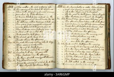 Le volume 10 de la Eliza G. Randolph Post Collection s’étend du 1er janvier 1848 au 12 novembre 1848, enregistrant la vie agricole dans le comté de Pulaski, Illinois, et continue avec la réinstallation de sa famille à Mount Morris, comté d’Ogle, Illinois jusqu’en 1850. Banque D'Images