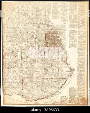 Cette carte du comté de Hennepin, Minnesota, comprend des relevés détaillés et des registres du comté montrant la propriété foncière, les habitations, les ruisseaux, les chemins de fer et d'autres caractéristiques importantes dans la partie sud-est du comté. Banque D'Images
