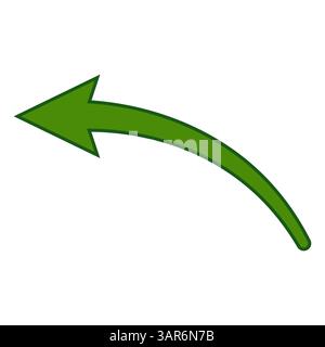 Flèche verte courbe pointant vers la gauche, indiquant le retour ou la direction Illustration de Vecteur
