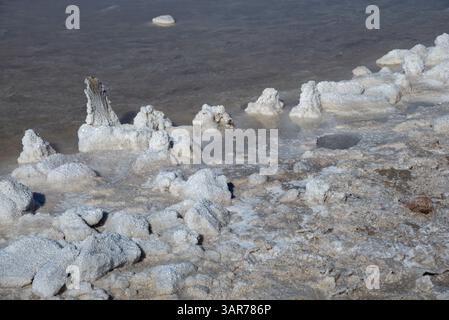 Dépôts de sel sur la rive du lac Elton, Russie Banque D'Images