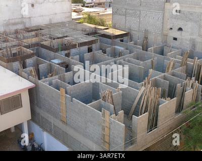 Vue aérienne du site résidentiel en construction. Construction de maisons. Banque D'Images