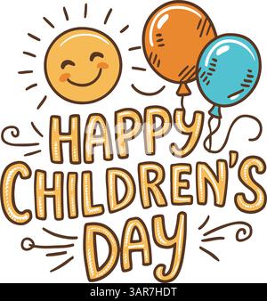 Bonne fête des enfants. Carte de voeux pour la Journée des enfants. Joyeuse journée des enfants pour la célébration internationale des enfants. Illustration de Vecteur