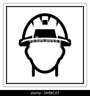 Une silhouette simple et claire d'un travailleur portant un casque de sécurité, idéal pour les matériaux de construction et de sécurité. Cette icône représente la sécurité sur le lieu de travail Illustration de Vecteur
