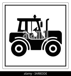 Cette image montre la silhouette détaillée en noir et blanc d'un tracteur, représentant les machines agricoles et la vie rurale. Idéal pour les thèmes connexes. Illustration de Vecteur