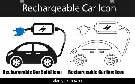 Icône de voiture rechargeable dans Silhouette sur fond blanc. Illustration de Vecteur