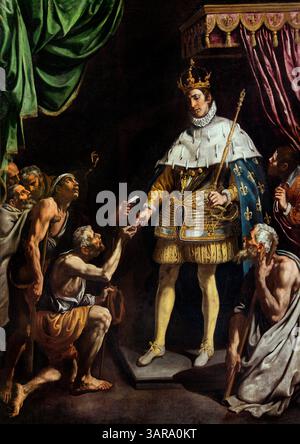 Saint Louis roi de France - créé Louis King of France distribuant l'aumône de Luis Tristán de Escamilla, aussi connu sous le nom de Luis de Escamilla ou Luis Rodríguez Tristán (c.1585, Tolède - 1624, Tolède), était un peintre espagnol, Espagne. Louis IX (25 avril 1214 – 25 août 1270), également connu sous le nom de Saint Louis, fut roi de France de 1226 jusqu'à sa mort en 1270. Louvre Paris, Musée des Beaux-Arts, France, ( Luis Tristán (né vers 1586, près de Tolède, Royaume de Castille [Espagne] - mort le 7 décembre 1624, Tolède) était un peintre espagnol qui était à l'avant-garde de la peinture baroque primitive en Espagne.) Banque D'Images