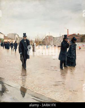 Jean Beraud, sortie du cimetière Montmartre, (Paris), peinture à l'huile sur toile, 1876 Banque D'Images