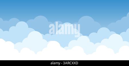 Nuages blancs et bleus sur fond de ciel bleu. Fond réaliste, ciel nuageux. Illustration de Vecteur