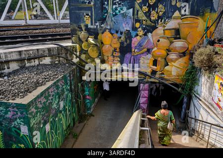 Inde, État du Tamil Nadu, Chennai (Madras), passage souterrain sur Rajaji Road Banque D'Images