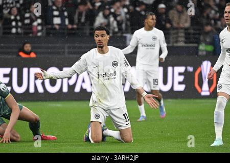 Francfort, Allemagne. 17 avril 2025. Fussball UEFA Europa League Viertelfinale Eintracht Frankfurt - Tottenham Hotspur AM 17.04.2025 im Deutsche Bank Park in Frankfurt Hugo Ekitike ( Frankfurt ) Foto : Revierfoto Credit : ddp Media GmbH/Alamy Live News Banque D'Images