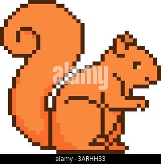 écureuil 8 bits. Objet Pixel art. Graphique de jeu vintage old School Illustration de Vecteur