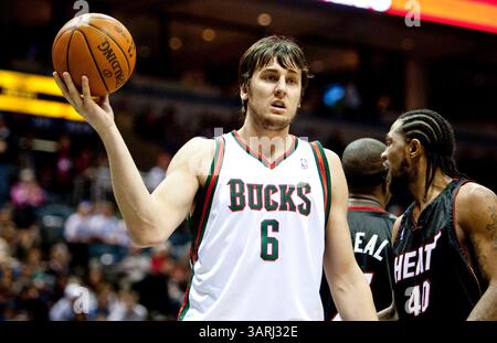 30 janvier 2010 Milwaukee, WI. Bradley Center..Milwaukee Bucks Andrew Bogut #6..Milwaukee Bucks a remporté le Heat de Miami 95-84. Mike McGinnis/CSM(image crédit : © Mike McGinnis/Cal Sport Media/ZUMApress.com) Banque D'Images