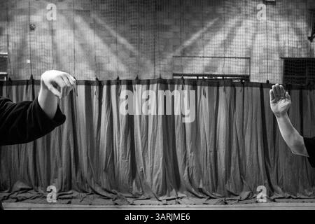 08 avril 2013 - Cardiff, pays de Galles du Sud, Royaume-Uni - à l'intérieur du Nam-Pai-Chuan Kung Fu Club à Cardiff de nombreux arts martiaux traditionnels seront enseignés à ses étudiants, y compris les différents styles d'animaux comme le serpent d'eau (Siah Kun) et la grue blanche (Peh Hok). (Crédit image : © Jiwei Han/ZUMAPRESS.com) Banque D'Images