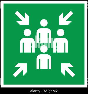 Panneau vert de point de rassemblement indiquant une zone de rassemblement sécuritaire pour les personnes en cas d'urgence Illustration de Vecteur