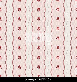Vintage élégant motif sans couture en dentelle ondulée dans une fine maille et silhouette rose. Illustration vectorielle élégante Illustration de Vecteur
