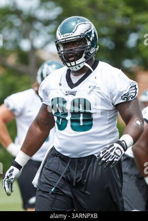 6 juin 2013 : le tremplin défensif des Philadelphia Eagles Bennie Logan (96) regarde pendant le mini-camp des Philadelphia Eagles au NovaCare Complex à Philadelphie, en Pennsylvanie. (Crédit image : © Chris Szagola/Cal Sport Media/ZUMAPRESS.com) Banque D'Images