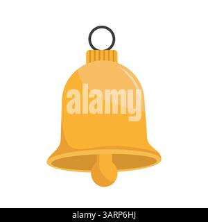 Icône de cloche. Symbole de notification de sonnerie. Forme vectorielle d'alerte. Elément en cloche dorée. Illustration de Vecteur