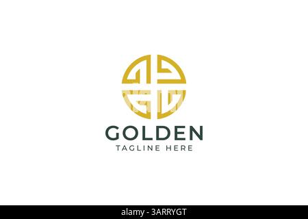 Élégant logo Golden Medallion avec design géométrique oriental pour l'identité de l'entreprise Illustration de Vecteur