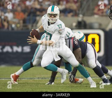 17 août 2013 - Houston, TX, USA - Ryan Tannehill (17 ans) des Dolphins de Miami se bat contre les Texans de Houston dans la première moitié de leur match de pré-saison le samedi 17 août 2013, à la Nouvelle-Orléans, en Louisiane. (Crédit image : © George Bridges/MCT/ZUMAPRESS.com) Banque D'Images
