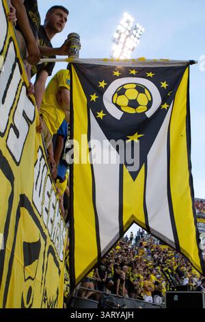 22 juin 2013 - Columbus, OH, États-Unis - 22 juin 2013 : les fans de Columbus Crew en première mi-temps lors du match de la Major League Soccer entre le Chicago Fire et le Columbus Crew au Columbus Crew Stadium à Columbus, OHIO. Le Chicago Fire a gagné 2-1.(image crédit : © Aaron Doster/Cal Sport Media/Cal Sport Media/ZUMAPRESS.com) Banque D'Images