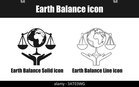 Icône Balance terrestre définie en style continu et ligne. Illustration de Vecteur