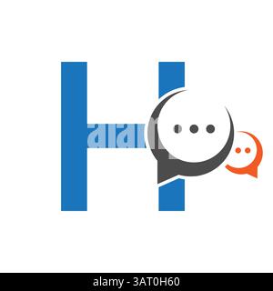 Logo de communication initiale sur la lettre H avec symbole Chat Illustration de Vecteur