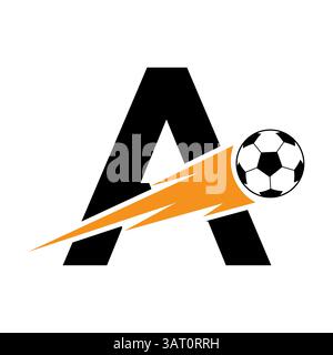 Lettre initiale A logo de football avec symbole de vitesse. Logo football pour Académie et enseigne de club Illustration de Vecteur