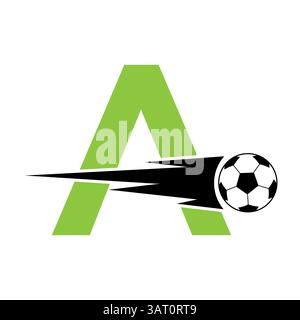 Lettre initiale A logo de football avec symbole de vitesse. Logo football pour Académie et enseigne de club Illustration de Vecteur