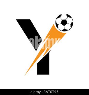 Lettre initiale y logo de football avec symbole de vitesse. Logo football pour Académie et enseigne de club Illustration de Vecteur