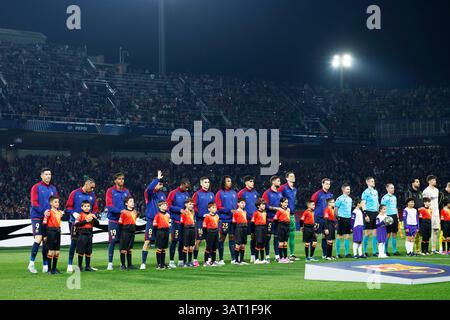 Barcelone, Espagne. Crédit : D. 9 avril 2025. Barcelona Team Group (Barcelone) Football/Soccer : UEFA Champions League 8 1ère manche match entre FC Barcelone 4-0 Borussia Dortmund aux Estadi Olimpic Lluis Companys à Barcelone, Espagne. Crédit : d . Nakashima/AFLO/Alamy Live News Banque D'Images