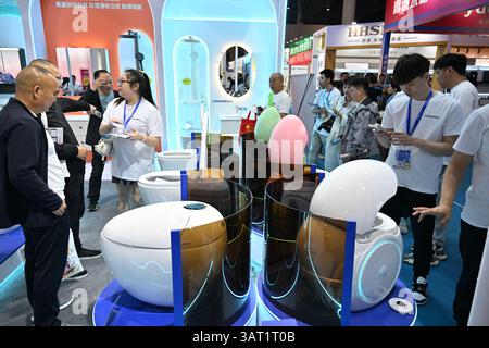 Chengdu, China.16th avril 2025. La 24e exposition de matériaux de construction et de décoration de Chine (Chengdu) a ouvert ses portes à Chengdu, province du Sichuan, le 16 avril 2025. Crédit : Zhang Lang/China News Service/Alamy Live News Banque D'Images