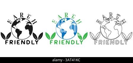 Design respectueux de la terre avec des éléments Globe et Leaf. Illustration de Vecteur