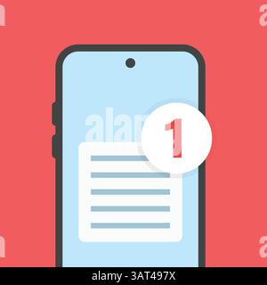 Icône de notifications du téléphone dans un style plat. Smartphone avec nouvelle illustration vectorielle d'avis sur fond isolé. Concept commercial du panneau de message de rappel. Illustration de Vecteur