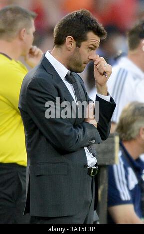 15 juin 2013 - Washington, DC, États-Unis - Ben Olsen, entraîneur-chef de D.C. United, regarde la deuxième mi-temps contre le Toronto FC au RFK Stadium à Washington, DC, le samedi 15 juin 2013. Toronto a battu United, 2-1. (Crédit image : © Chuck Myers/MCT/ZUMAPRESS.com) Banque D'Images