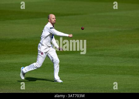 Sussex v Somerset - Rothesay County Championship HOVE, ANGLETERRE - 13 AVRIL : Jack Leach de Somerset sur le terrain pendant Sussex v Somerset au 1st Centra Banque D'Images