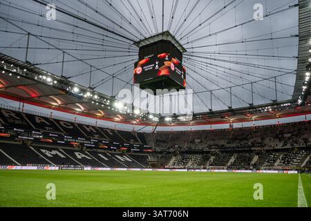 Francfort, Allemagne. 17 avril 2025. Le Deutsche Bank Park est prêt pour le match de l'UEFA Europa League entre l'Eintracht Francfort et Tottenham Hotspur à Francfort. Crédit : Gonzales photo/Alamy Live News Banque D'Images