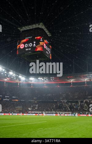 Francfort, Allemagne. 17 avril 2025. Le Deutsche Bank Park est prêt pour le match de l'UEFA Europa League entre l'Eintracht Francfort et Tottenham Hotspur à Francfort. Crédit : Gonzales photo/Alamy Live News Banque D'Images