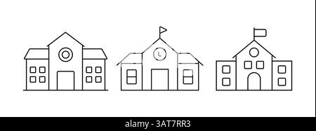 Icône vectorielle de contour d'école collection d'art de ligne universitaire minimaliste Illustration de Vecteur