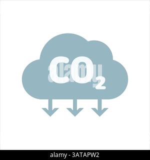 Symbole de CO2 avec des flèches vers le bas à l'intérieur du nuage représentant la réduction des émissions de captage de carbone contrôle de la qualité de l'air atténuation du climat Illustration de Vecteur