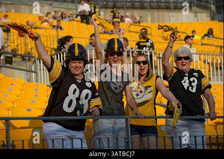 24 août 2013 - Pittsburgh, Pennsylvanie, U. S - 24 août 2013 : les fans brandissent de terribles serviettes pendant le match entre les Chiefs de Kansas City et les Steelers de Pittsburgh au Heinz Field à Pittsburgh, PA. (Crédit image : Å© Kostas Lymperopoulos/Cal Sport Media)(crédit image : © Kostas Lymperopoulos/Cal Sport Media/ZUMAPRESS.com) Banque D'Images