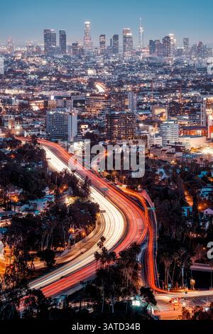 La ligne d'horizon de Los angeles vue depuis la route de mulholland Banque D'Images
