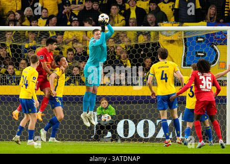 Broendby, Danemark. 18 avril 2025. Superligakampen mellem Broendby IF og FC Nordsjaelland paa Broendby Stadion fredag den 18. avril 2025. Crédit : Ritzau/Alamy Live News Banque D'Images