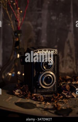 Vieille caméra soviétique TLR 'amateur - 2' Banque D'Images