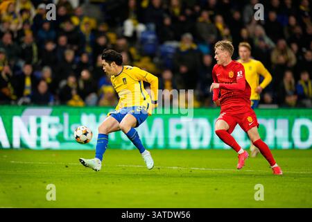 Broendby, Danemark. 18 avril 2025. Superligakampen mellem Broendby IF og FC Nordsjaelland paa Broendby Stadion fredag den 18. avril 2025. Crédit : Ritzau/Alamy Live News Banque D'Images