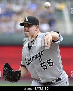 28 mai 2016 - Kansas City, Missouri, États-Unis - Carlos Rodon, lanceur des White Sox de Chicago, affronte les Royals de Kansas City le samedi 28 mai 2016, au stade Kauffman de Kansas City, Moya (crédit image : © John Sleezer/TNS via ZUMA Wire) Banque D'Images