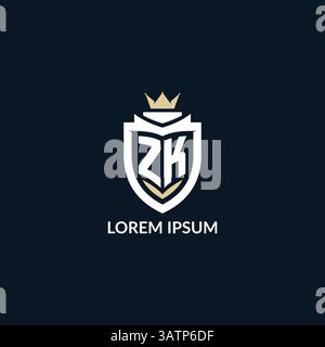 Lettre initiale ZK Shield et style logo couronne, logo de l'équipe esport design graphique vecteur d'inspiration Illustration de Vecteur
