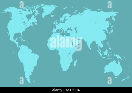 Carte bleu verdâtre du monde sur violet, isolé Banque D'Images