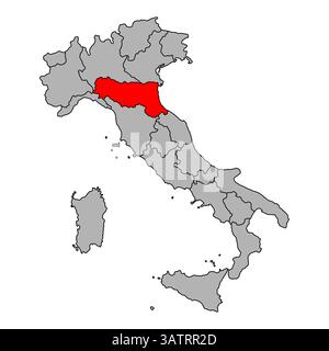 Italie carte de la forme de symbole Emilia Romagna, voyage web concept plat icône web illustration vectorielle . Illustration de Vecteur